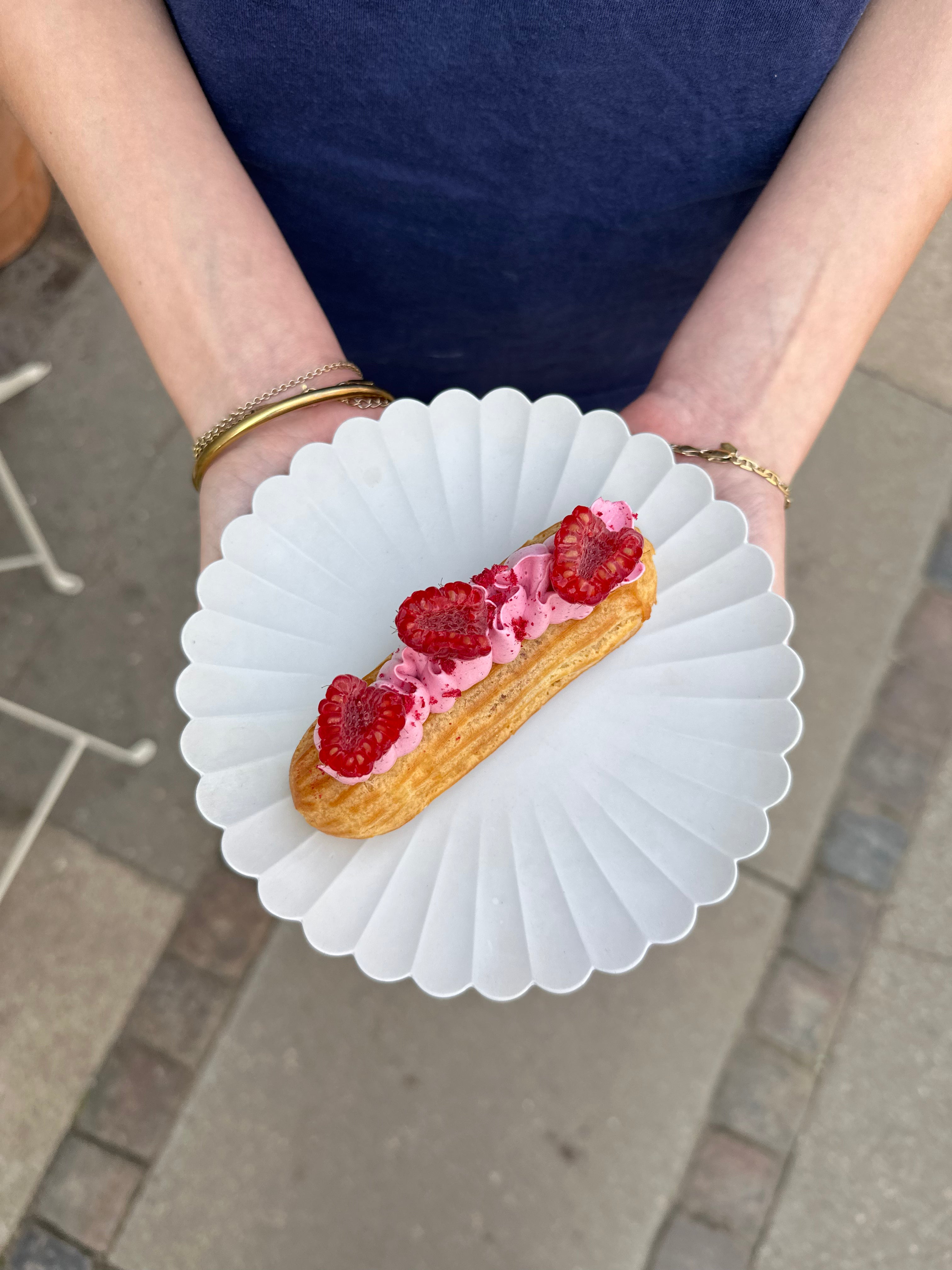 Éclair med hindbær