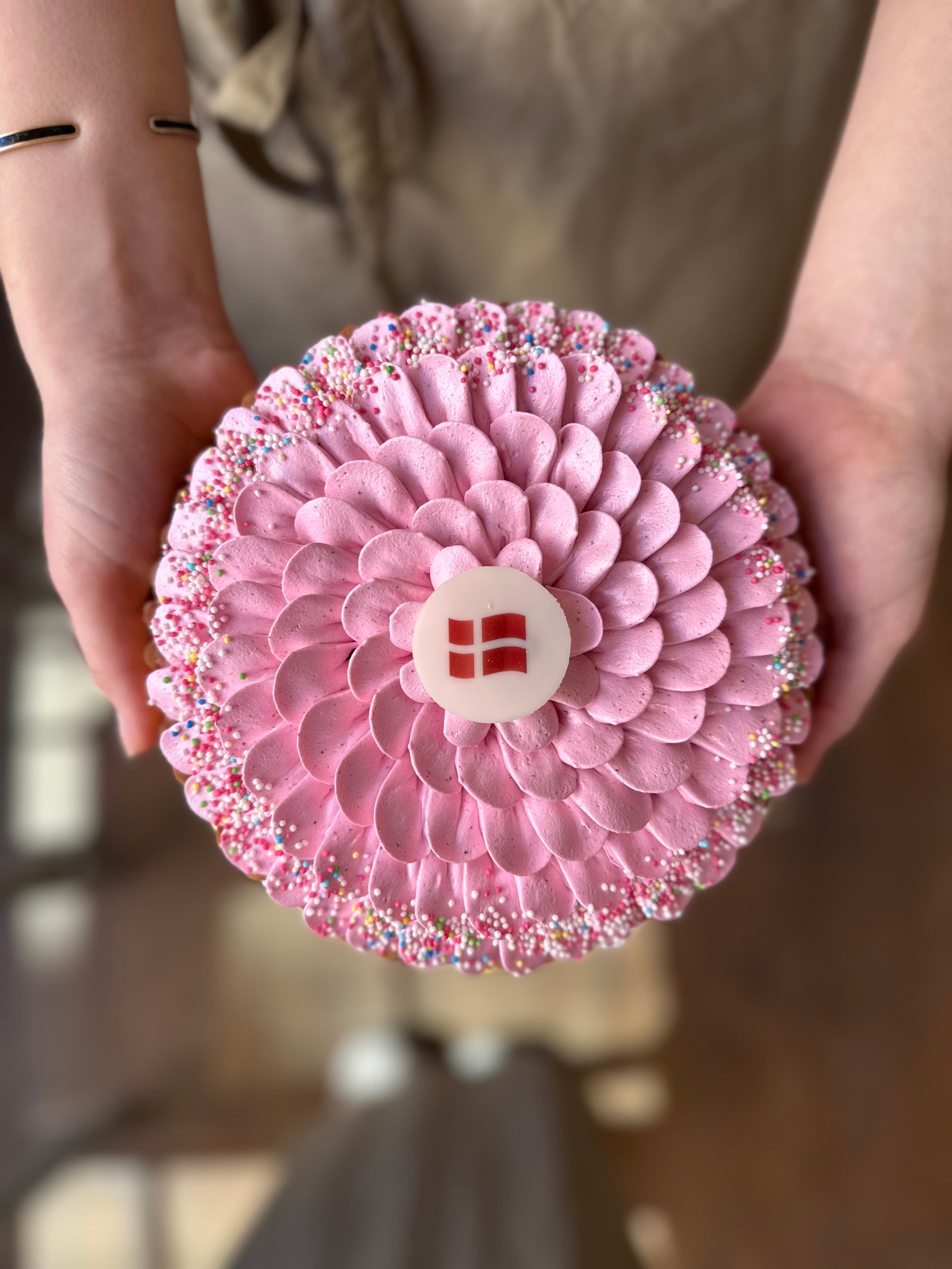 Børne-fødselsdags tærte - Stor tærte med chokoladekage og hindbær 20cm Ø