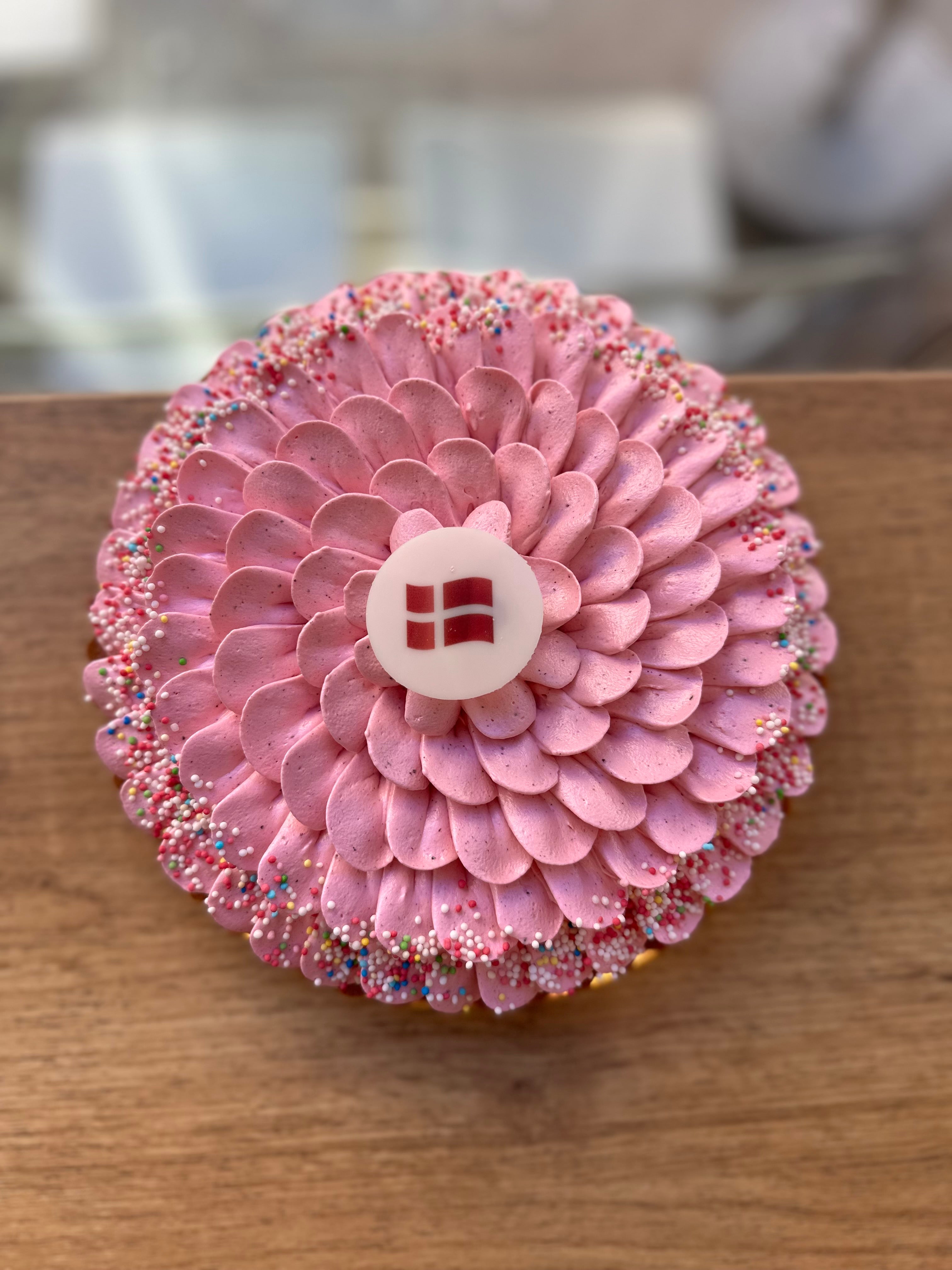 Børne-fødselsdags tærte - Stor tærte med chokoladekage og hindbær 20cm Ø