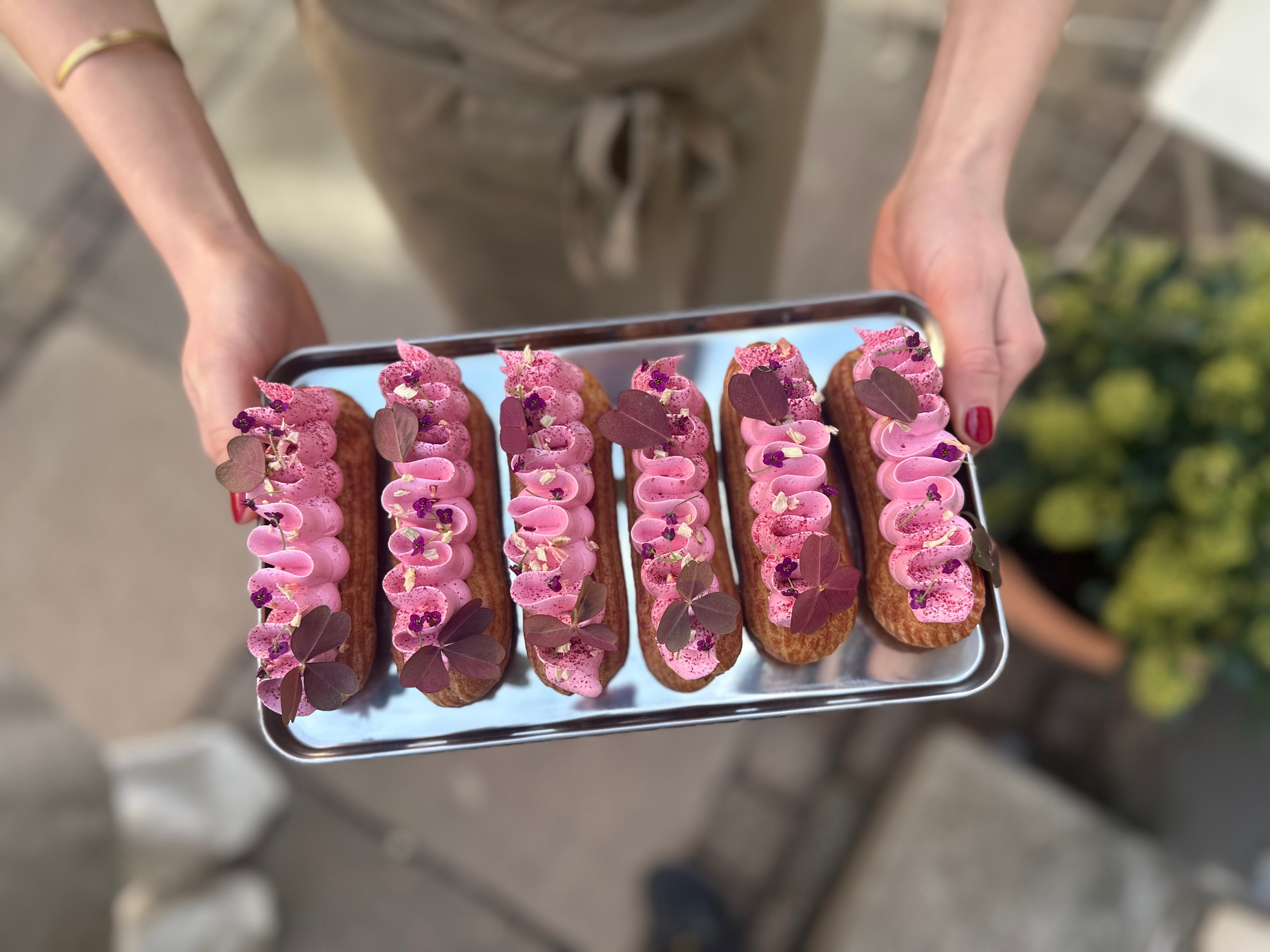 Éclair med rabarber